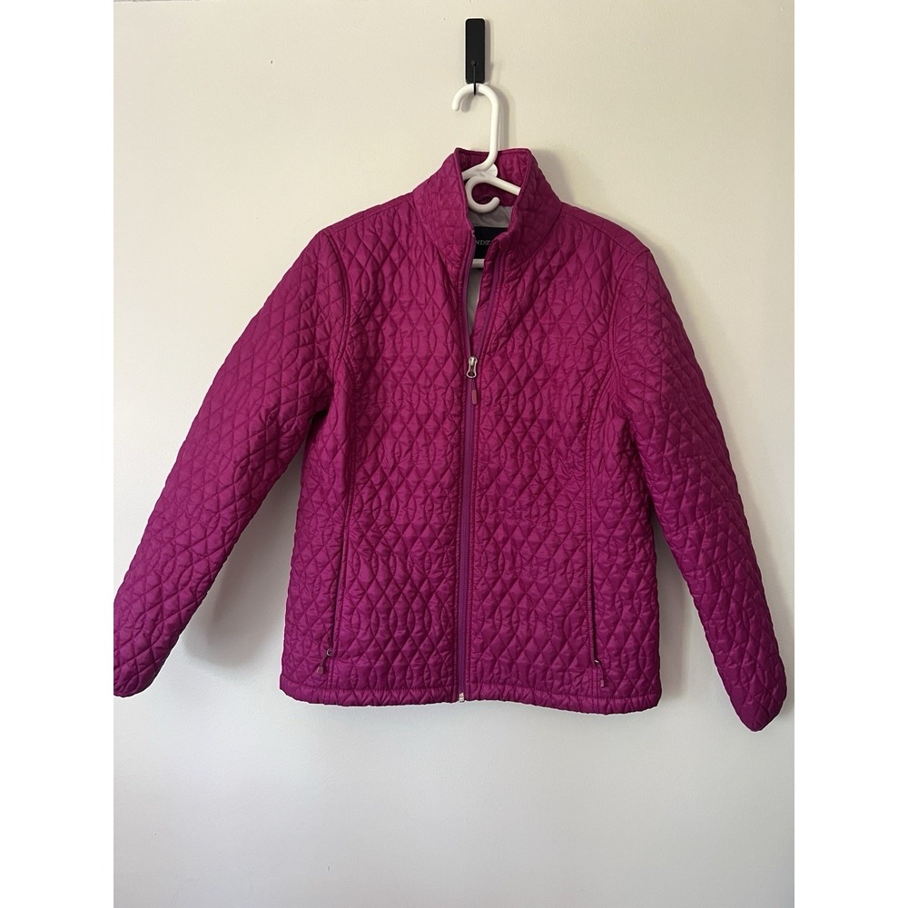 Lands End PrimaLoft Quilted Puffer Jacket Packable Full Zip Womens Medium 10-12